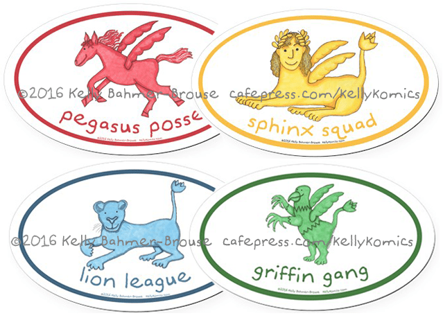 Oval car magnets featuring class animals