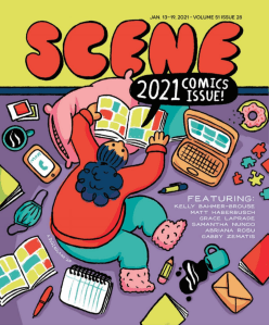 Cover of Cleveland Scene magazine's 2021 Comics Issue; art by Amalia DiGiralamo 